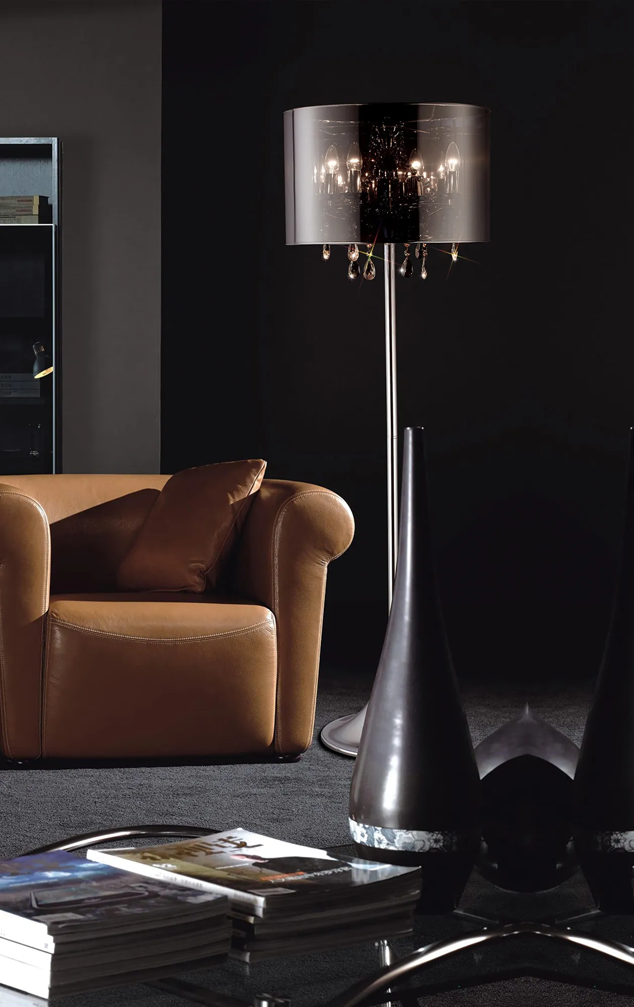 Trace Crystal Floor Lamps Diyas Shaded Floor Lamps